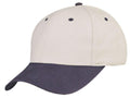 Brushed Cotton Baseball Caps Hats Light Weight 6 Panel Low Crown-Navy/Stone Gray-