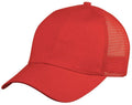 Light Weight Brushed Cotton Mesh Trucker Baseball Hats Caps Snap Closure-RED-