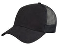 Light Weight Brushed Cotton Mesh Trucker Baseball Hats Caps Snap Closure-BLACK-