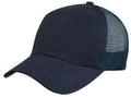 Light Weight Brushed Cotton Mesh Trucker Baseball Hats Caps Snap Closure-NAVY-