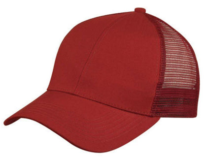 Light Weight Brushed Cotton Mesh Trucker Baseball Hats Caps Snap Closure-MAROON-