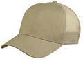 Light Weight Brushed Cotton Mesh Trucker Baseball Hats Caps Snap Closure-KHAKI-
