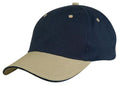 Light Weight Brushed Cotton Sandwich Baseball Hats Caps-KHAKI/NAVY-