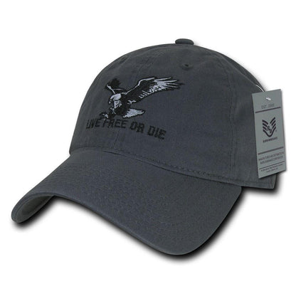 Rapid Dominance Live Free Or Die American Eagle Baseball Dad Caps Hats Washed Cotton Polo-Black-