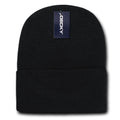 Long Cuffed Made In USA / American Beanies Watch Caps Hats Ski Winter Unisex-BLACK-