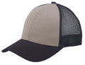 Low Crown Cotton Twill 6 Panel Mesh Baseball Trucker Hats Caps-BLACK/GRAY-