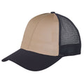 Low Crown Cotton Twill 6 Panel Mesh Baseball Trucker Hats Caps-BLACK/KHAKI/BLACK-