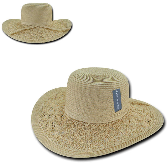 Lunada Bay Paper Braid Sun Summer Beach Paper Straw Women Hats Wide Brim-