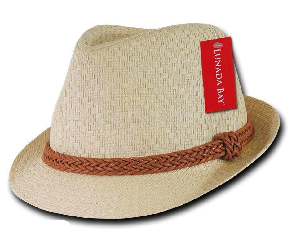 Lunada Bay Paper Straw Fedora Braided Hatband Caps Hats Paper Straw Unisex-Black-Small/Medium-