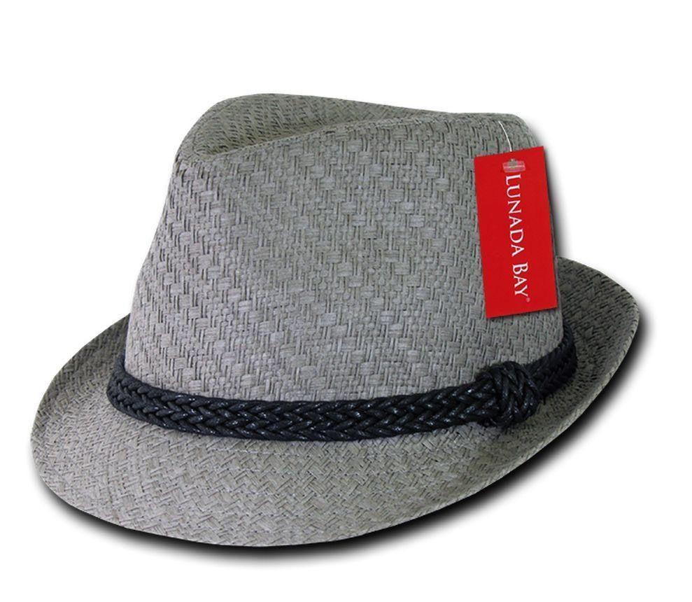 Lunada Bay Paper Straw Fedora Braided Hatband Caps Hats Paper Straw Unisex-Black-Small/Medium-