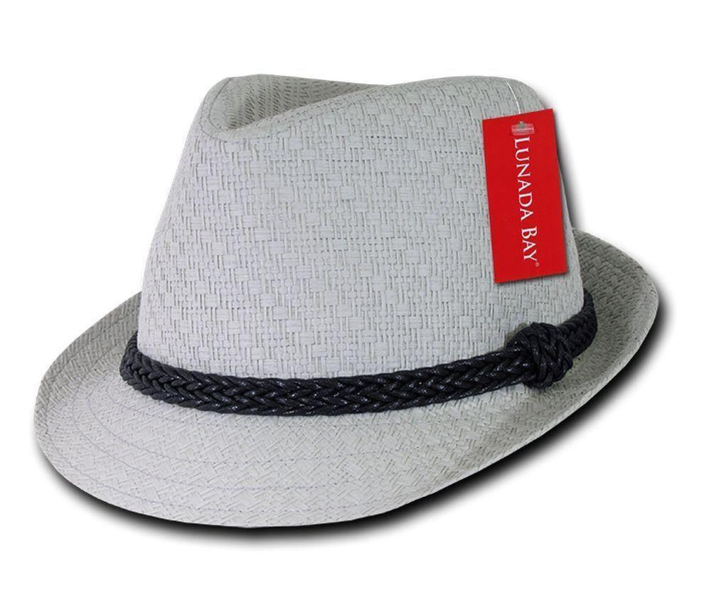 Lunada Bay Paper Straw Fedora Braided Hatband Caps Hats Paper Straw Unisex-Black-Small/Medium-