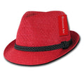 Lunada Bay Paper Straw Fedora Braided Hatband Caps Hats Paper Straw Unisex-Red-Small/Medium-
