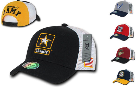 Military Air Force Army Cg Marines Navy Patriotic USA Flag Cotton Mesh Hats Caps-Air Force Wing-