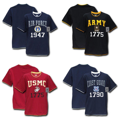 Military Air Force Army Marines USmc Coast Guard Pitch Double Layer Tee T-Shirts-Air Force - Navy-Regular-Small