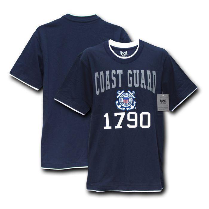 Military Air Force Army Marines USmc Coast Guard Pitch Double Layer Tee T-Shirts-Coast Guard - Navy-Regular-Small