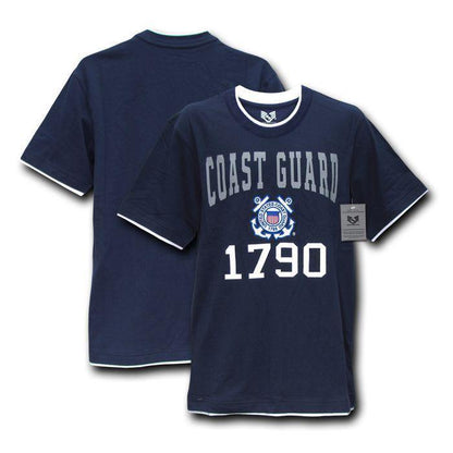 Military Air Force Army Marines USmc Coast Guard Pitch Double Layer Tee T-Shirts-Coast Guard - Navy-Regular-Small