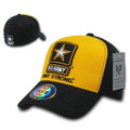 Rapid Dominance Military Air Force Marines Navy Army Coast Guard Flex Baseball Hats Caps-Army - Gold / Black-S/M-