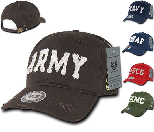 Military Army Marines Vintage Washed Cotton Polo Distressed Baseball Caps Hats-US Navy - Navy-