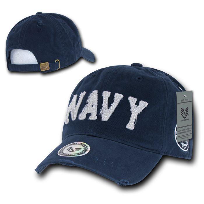 Military Army Marines Vintage Washed Cotton Polo Distressed Baseball Caps Hats-US Navy - Navy-