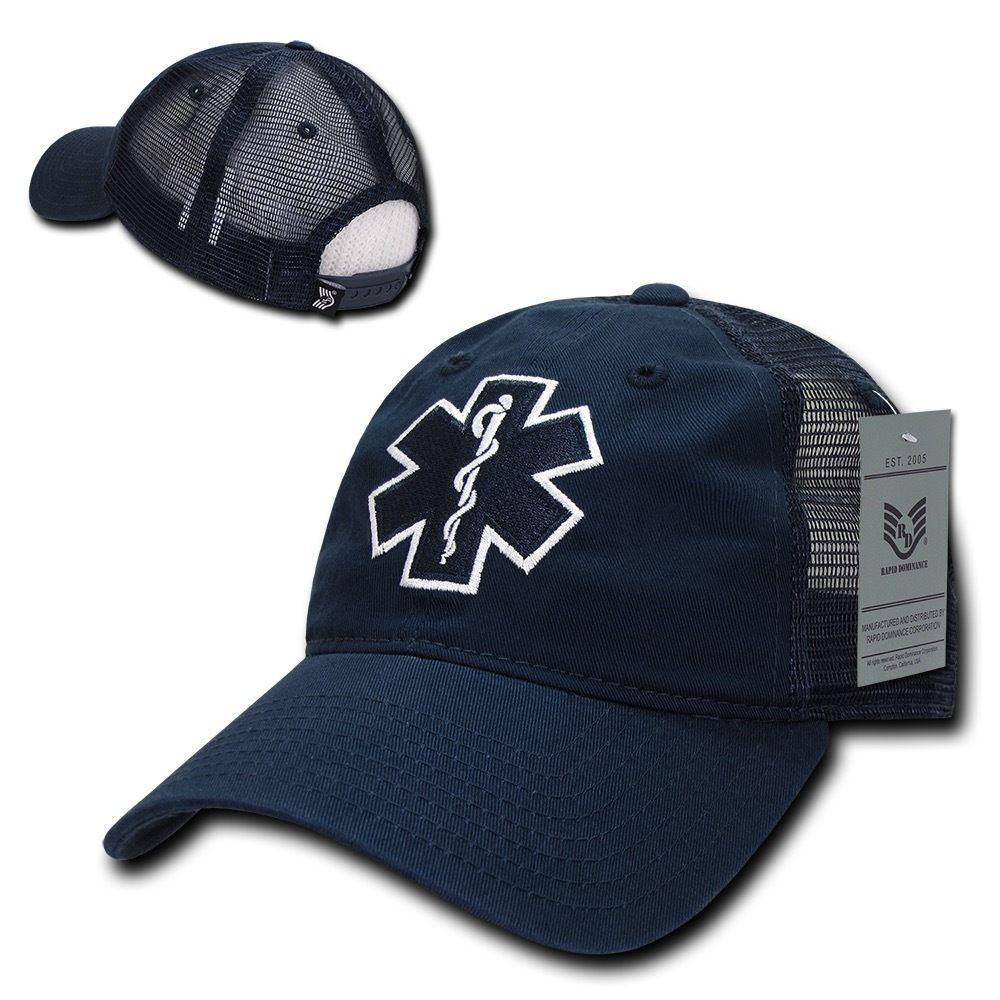 Rapid Dominance Law Enforcement Relaxed Trucker Cotton Low Crown Caps Hats-EMT - NAVY-