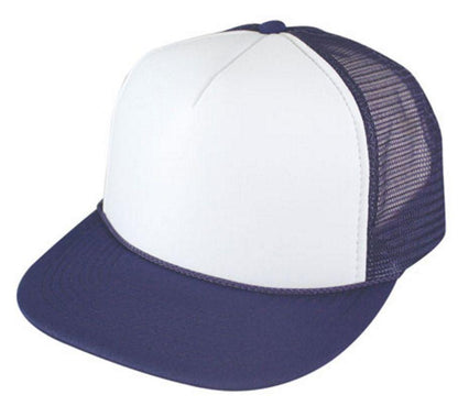 1 Dozen Flat Bill Blank 5 Panel Mesh Foam Trucker Baseball Hats Caps Wholesale Bulk-