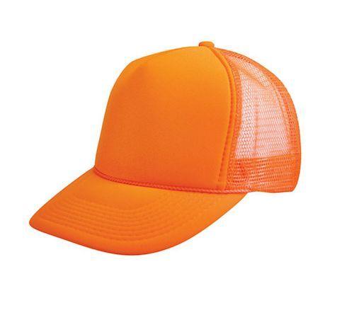 Neon Orange Hat, Blank Hat, Trucker Hat, Plain Hats, Mesh Hat