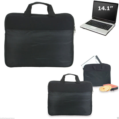 Computer Laptop Tablet Ipad Pouch Bag Case Sleeve Zipper Black To Fit 14.1inch-
