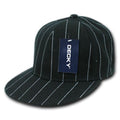 Decky Pin Striped Pinstriped Fitted Flat Bill Baseball Hats Caps-Black-6 7/8-