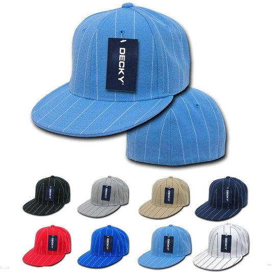 Decky Pin Striped Pinstriped Fitted Flat Bill Baseball Hats Caps-Khakhi-6 7/8-