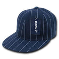 Decky Pin Striped Pinstriped Fitted Flat Bill Baseball Hats Caps-Navy-6 7/8-