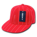 Decky Pin Striped Pinstriped Fitted Flat Bill Baseball Hats Caps-Red-6 7/8-