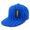 Decky Pin Striped Pinstriped Fitted Flat Bill Baseball Hats Caps-Royal-6 7/8-