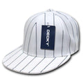 Decky Pin Striped Pinstriped Fitted Flat Bill Baseball Hats Caps-White-6 7/8-