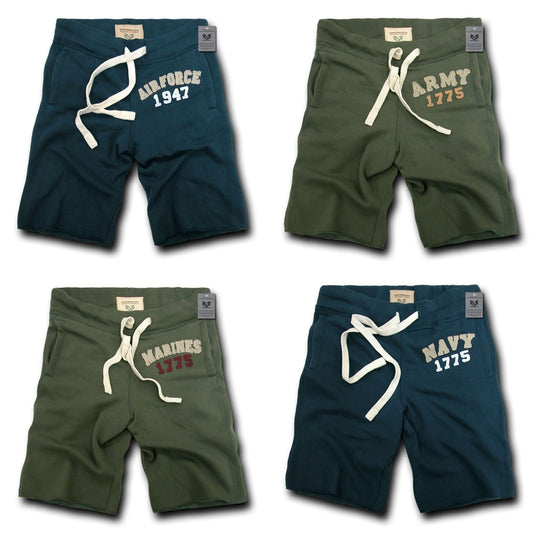 Rapid Dominance Brand US Army Air Force Navy Marines Military Logo Fleece Training Shorts-Small-Air Force - Navy-
