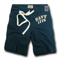 Rapid Dominance Brand US Army Air Force Navy Marines Military Logo Fleece Training Shorts-Small-Navy - Navy-