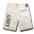 Rapid Dominance US Army Air Force Navy Marines Military Year Fleece Training Shorts-Army - Cream-Large-