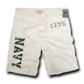 Rapid Dominance US Army Air Force Navy Marines Military Year Fleece Training Shorts-Navy - Cream-Large-