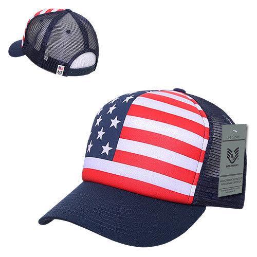 Patriotic American USA Flag Full Print Classic Foam Mesh Trucker Caps Hats-