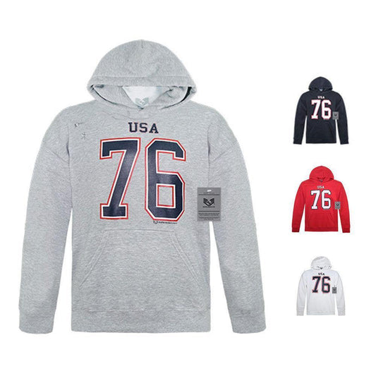 Rapid Dominance Patriotic Athletic USA 76 Printed Graphic Pullover Hoodies Sweatshirt Unisex-Heather Grey-Regular-Small
