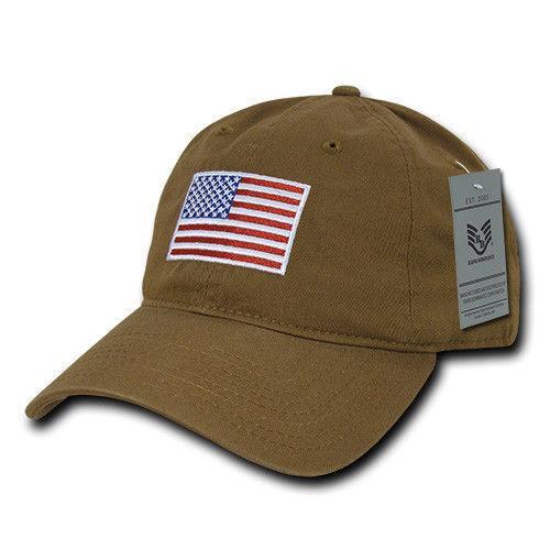 Patriotic USA American Flag Embroidered Relaxed Polo Baseball Dad Caps Hats-Black-