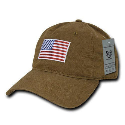 Patriotic USA American Flag Embroidered Relaxed Polo Baseball Dad Caps Hats-Black-