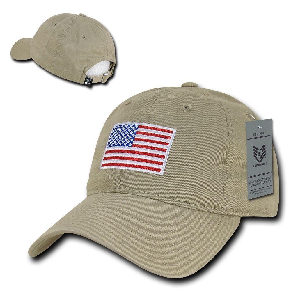 Patriotic USA American Flag Embroidered Relaxed Polo Baseball Dad Caps Hats-Black-