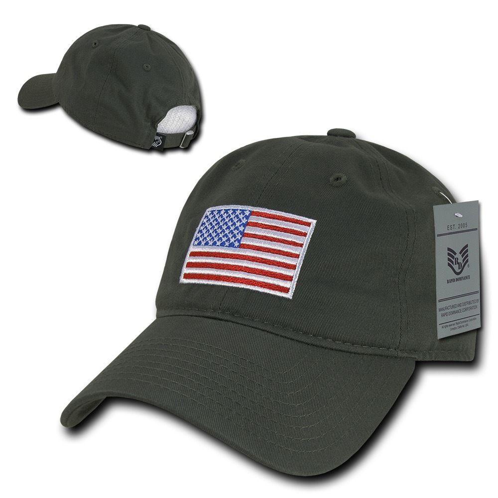 Patriotic USA American Flag Embroidered Relaxed Polo Baseball Dad Caps Hats-Black-
