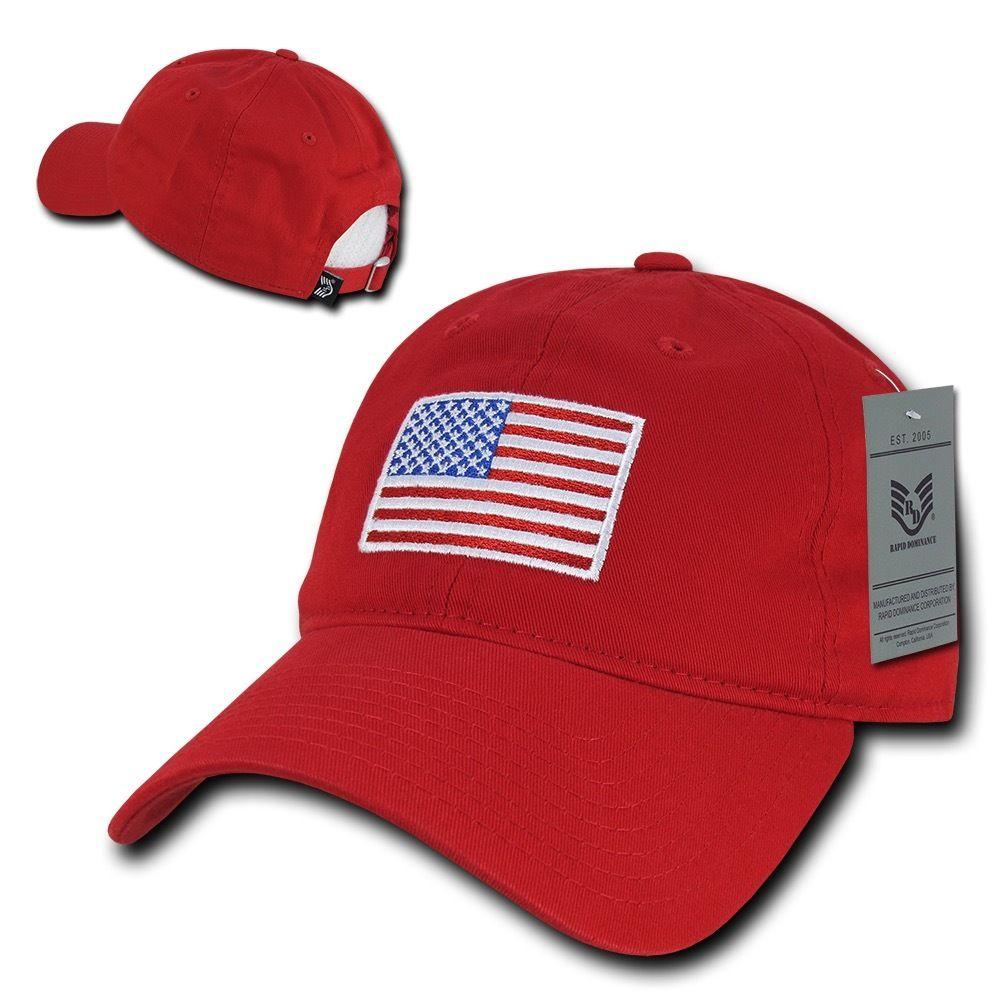Patriotic USA American Flag Embroidered Relaxed Polo Baseball Dad Caps Hats-Black-
