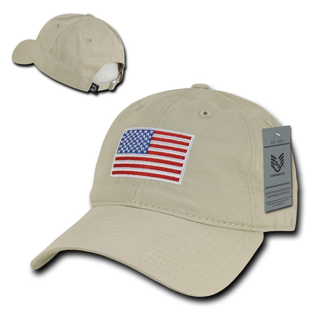 Patriotic USA American Flag Embroidered Relaxed Polo Baseball Dad Caps Hats-Black-