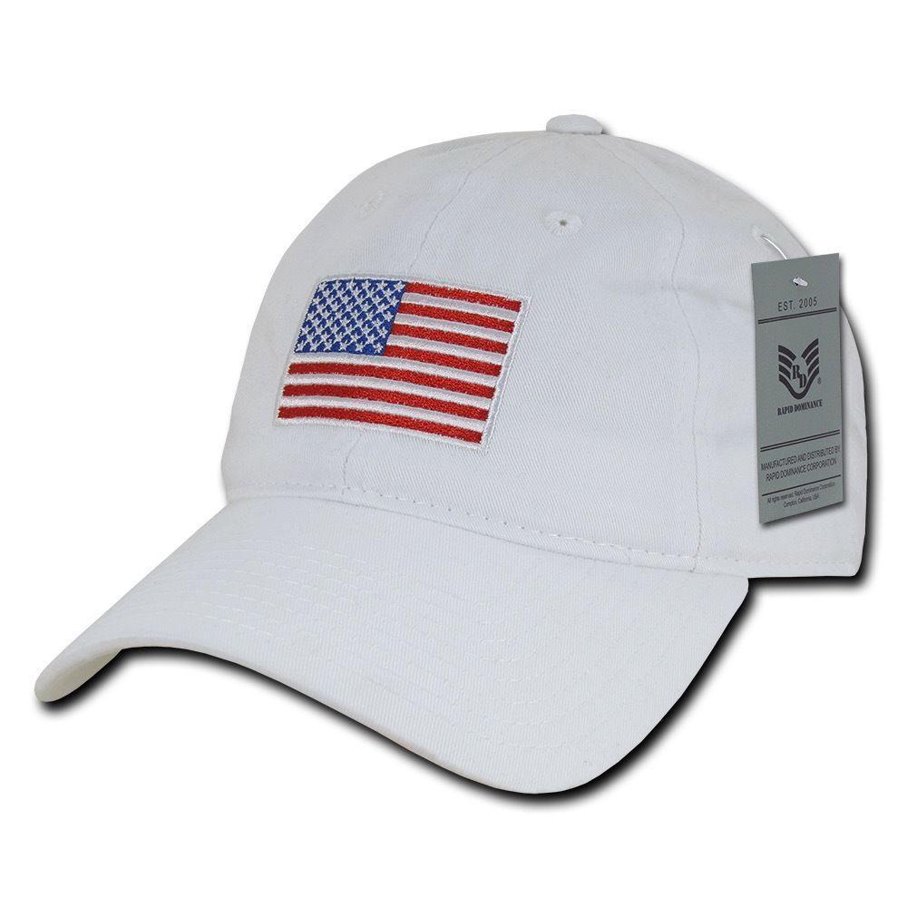 Patriotic USA American Flag Embroidered Relaxed Polo Baseball Dad Caps Hats-Black-
