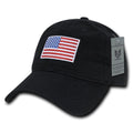Patriotic USA American Flag Embroidered Relaxed Polo Baseball Dad Caps Hats-Black-
