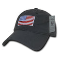 Patriotic USA American Flag Embroidered Relaxed Polo Baseball Dad Caps Hats-Dark Grey-