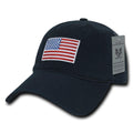 Patriotic USA American Flag Embroidered Relaxed Polo Baseball Dad Caps Hats-Navy-