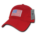 Patriotic USA American Flag Embroidered Relaxed Polo Baseball Dad Caps Hats-Red-